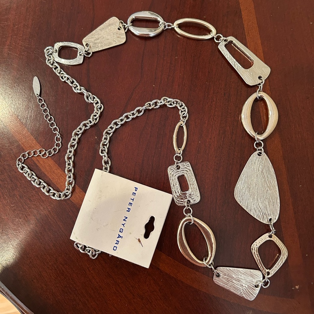 NWT Peter Nygard Silver Tone and Gold Tone Geometric Link Belt